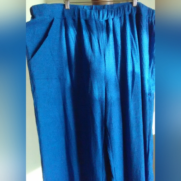 BNWOT LADIES LOUNGE PANTS BY RETREAT BLUE W/ PKTS WIDE LOOSE LEG SZ. 3X - Picture 3 of 9